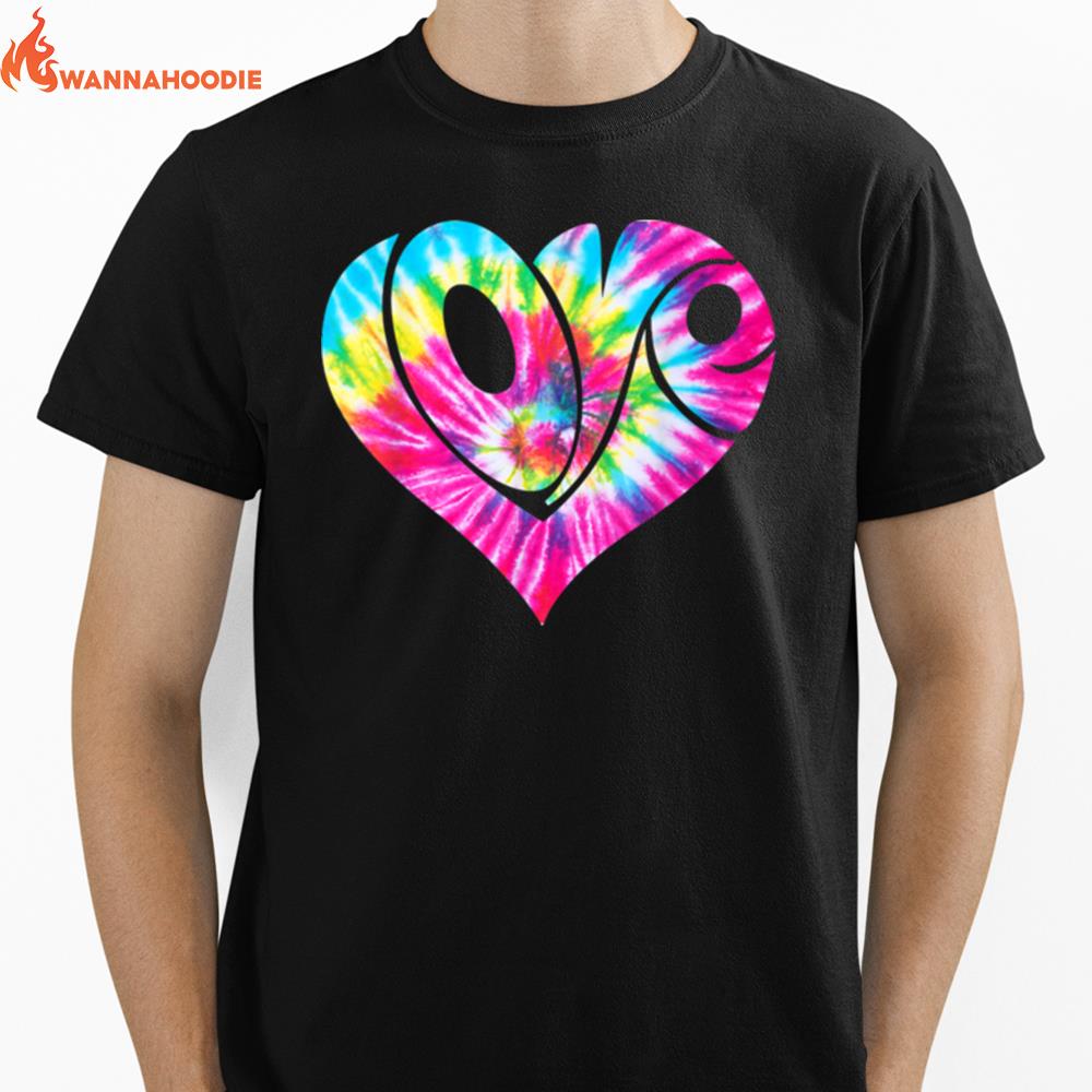 Tie Dye Heart Hippie Groovy Retro Gift Valentines Day Heart T Shirt Unisex T-Shirt for Men Women