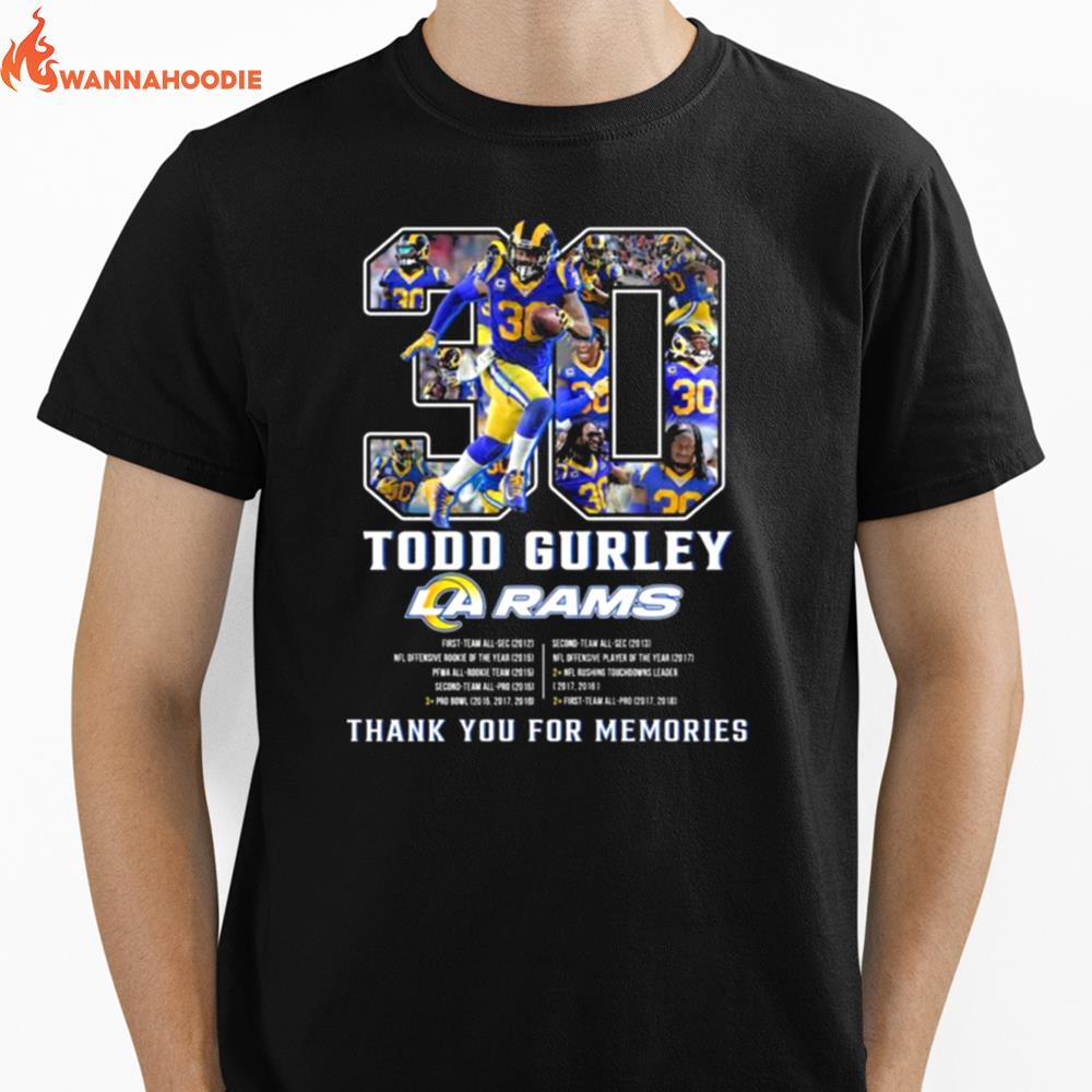 Todd Gurley Los Angeles Rams Thank You For The Memories Signature Unisex T-Shirt for Men Women