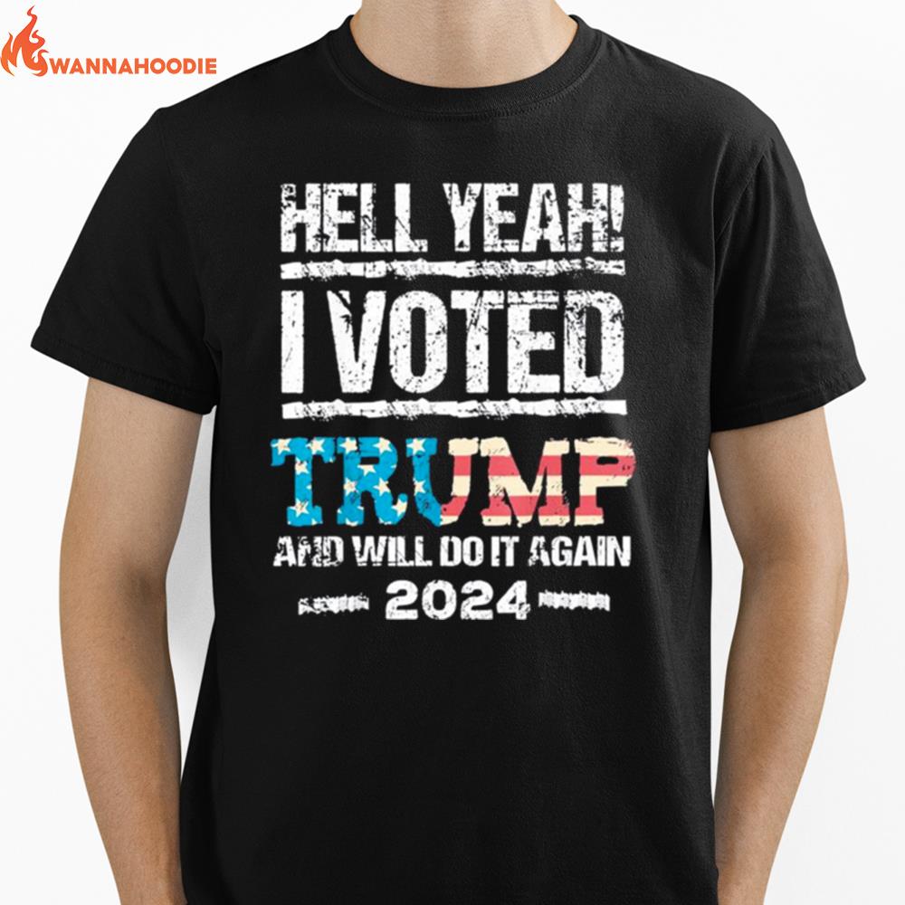 Trump 2024 I Voted Trump Flag Maga Patriot Party Election Tee Unisex T-Shirt for Men Women