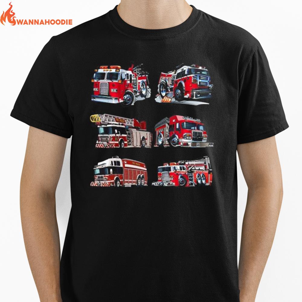 Types Of Fire Truck Boy Toddler Kids Firefighter Xmas Unisex T-Shirt for Men Women