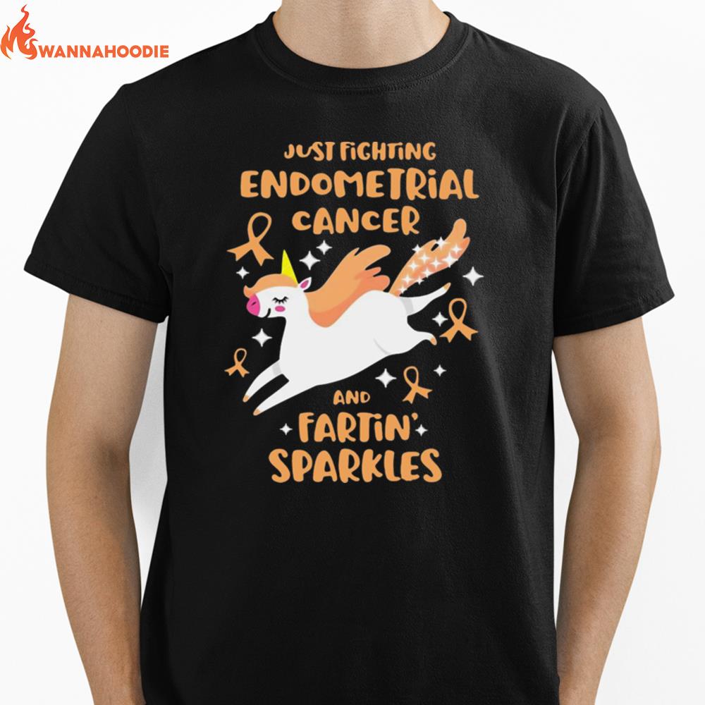 Unicorn Just Fighting Endometrial Cancer And Farting Sparkles Unisex T-Shirt for Men Women