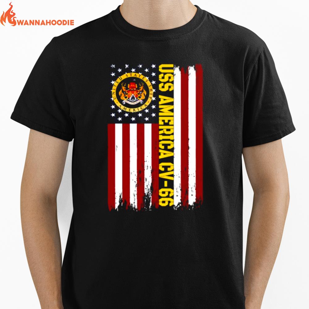 Uss America Cv 66 Aircraft Carrier Veteran Day American Flag Unisex T-Shirt for Men Women