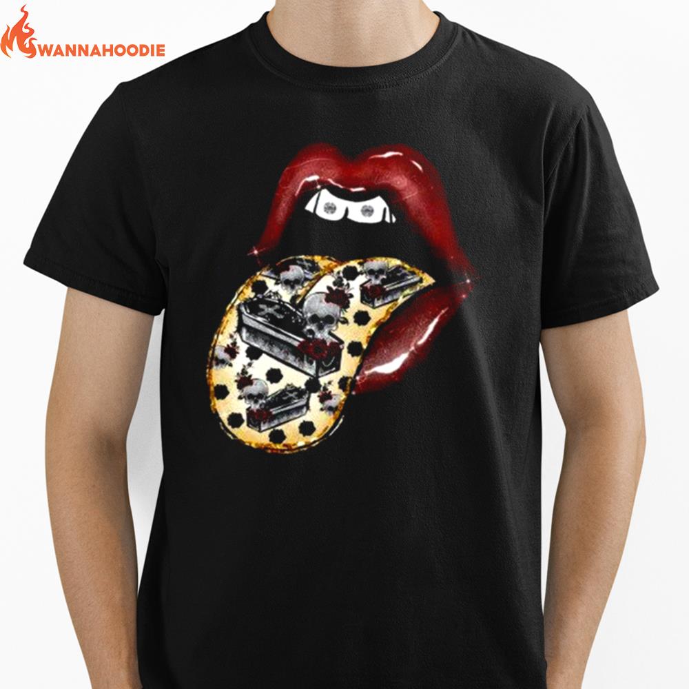 Vampire Leopard Print Lips Fall Halloween Pullover With Skeletons Unisex T-Shirt for Men Women