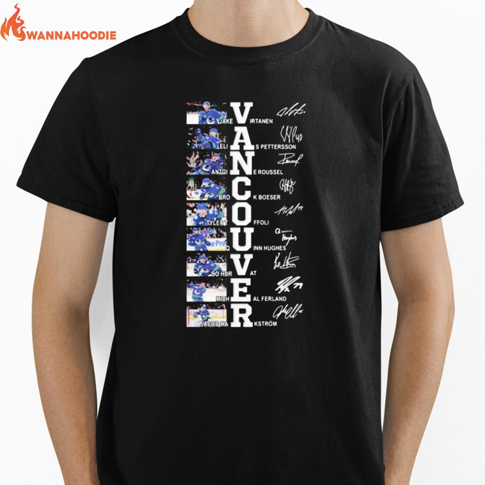 Vancouver Canucks Hockey Team Players Signatures Unisex T-Shirt for Men Women