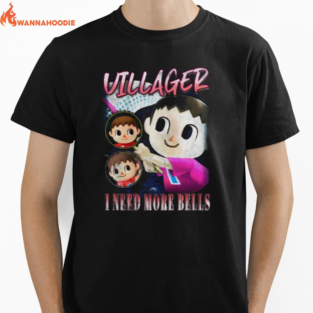 Villager I Need More Bells Smash Bros Vintage Unisex T-Shirt for Men Women