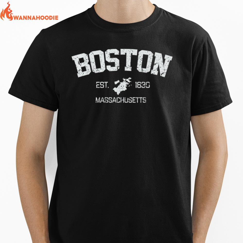 Vintage Boston Massachusetts Est. 1630 Souvenir Gift Unisex T-Shirt for Men Women