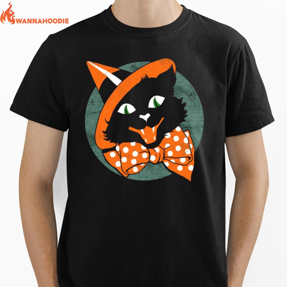 Vintage Halloween Spooky Black Cat Disneyland S Unisex T-Shirt for Men Women