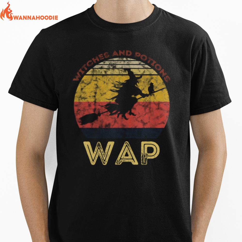 Wap Witches And Potions Retro Sunset Vintage Witch Unisex T-Shirt for Men Women