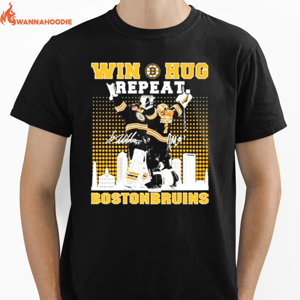 Win Huf Repeat Boston Bruins City Skyline Signatures Unisex T-Shirt for Men Women