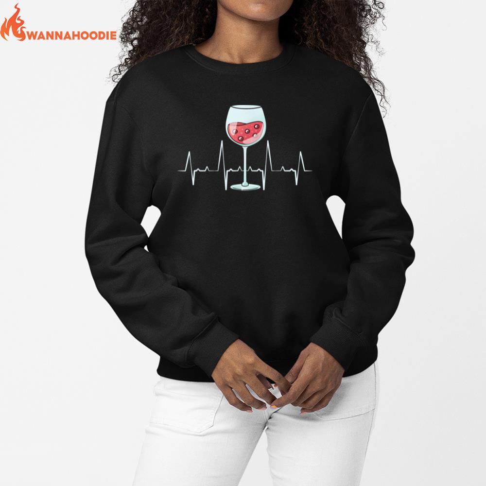 Wine Heartbeat Drinker Lover Tasting Glass Taster Drinks Unisex T-Shirt for Men Women