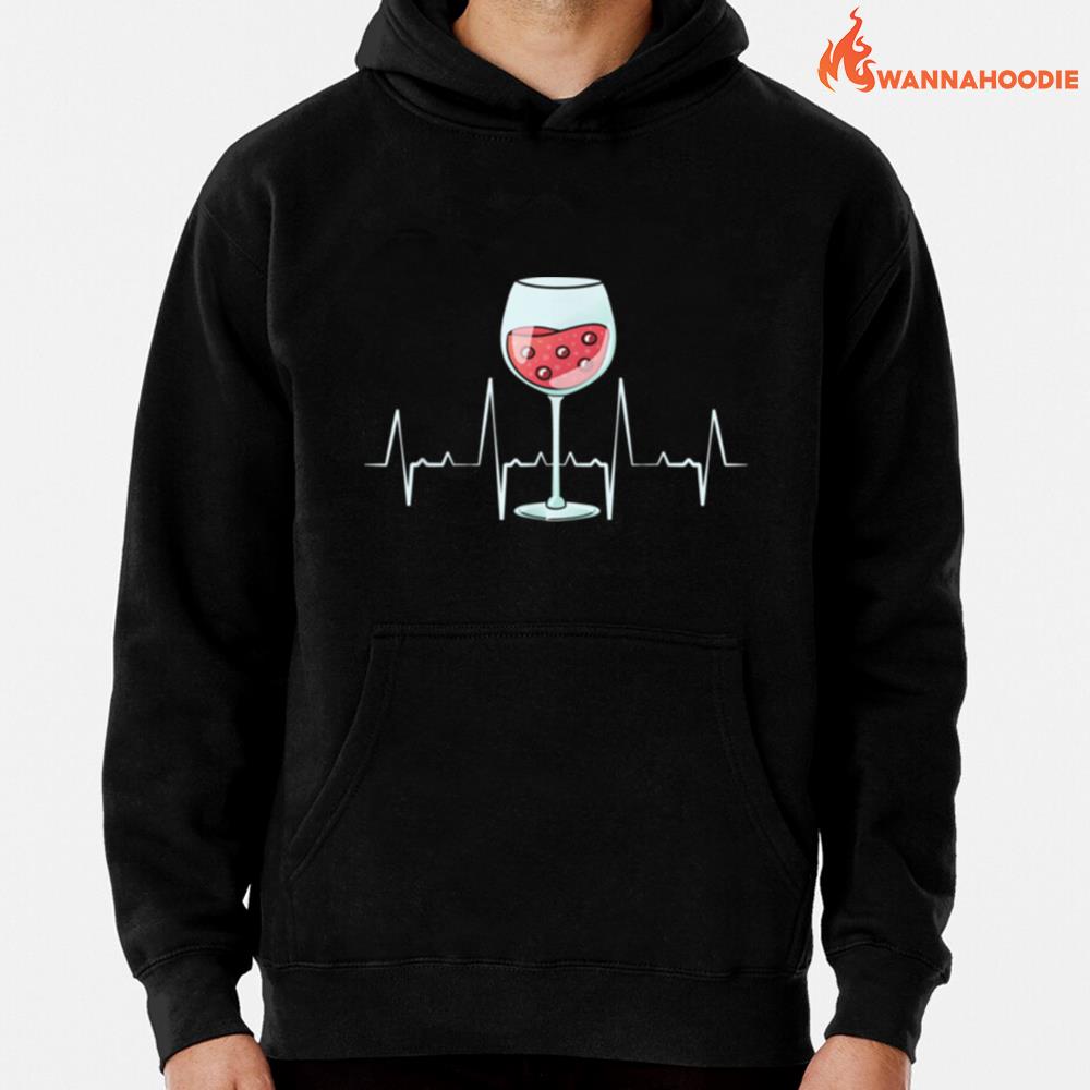 Wine Heartbeat Drinker Lover Tasting Glass Taster Drinks Unisex T-Shirt for Men Women