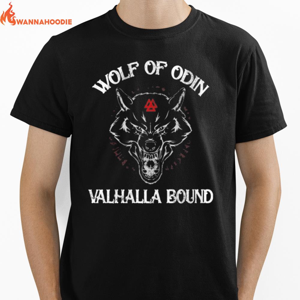 Wolf Of Odin Valhalla Bound Symbol Unisex T-Shirt for Men Women