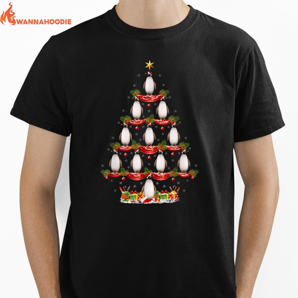 Xmas Holiday Santa Adelie Penguin Christmas Tree Unisex T-Shirt for Men Women
